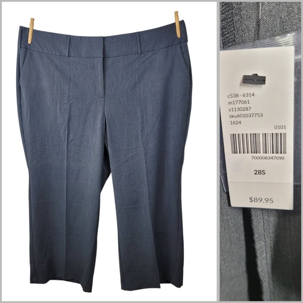 NEW Lane Bryant Plus 28W Short Dress Pants Trousers Grey Wide leg Stretch Waist